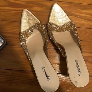Gold Sequin Women's Heels
